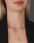 Royal Crown Charm Necklace with Cz in Sterling Silver