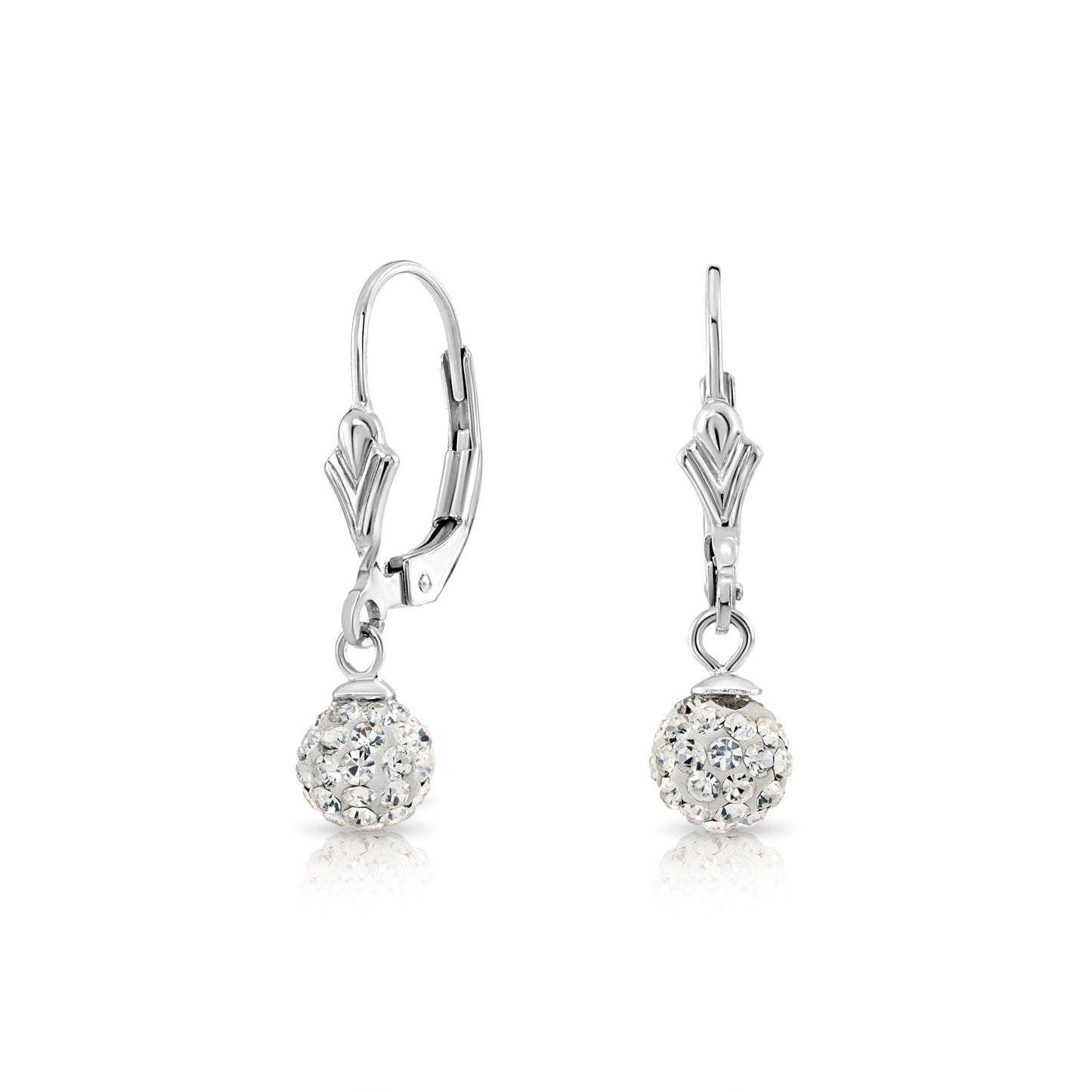 Sterling Silver Crystal Ball French-back Earrings