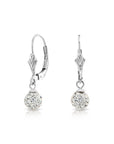 CZ Crystal Ball French-back Dangle Earrings in Sterling Silver