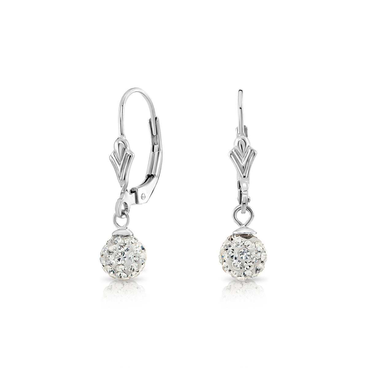 CZ Crystal Ball French-back Earrings in 10mm
