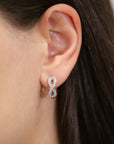 CZ Infinity Huggie Hoop Earrings in Sterling Silver