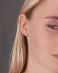 CZ Lightning Bolt Stud Earrings, Unisex in Sterling Silver