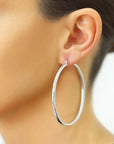 Sterling Silver Classic Round Chunky Hoop Earrings, 3mm