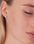 CZ Flower Stud Earrings, 0720 in Sterling Silver