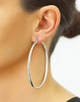 Sterling Silver Classic Round Chunky Hoop Earrings, 3mm