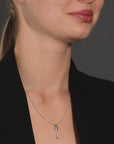 CZ Key to My Heart Charm Necklace in Sterling Silver