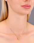 14K Yellow Gold Princess Necklace, Diamond Shape