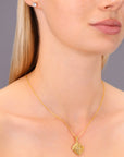 Diamond Charm Necklace, Yellow Gold Plated in Sterling Silver