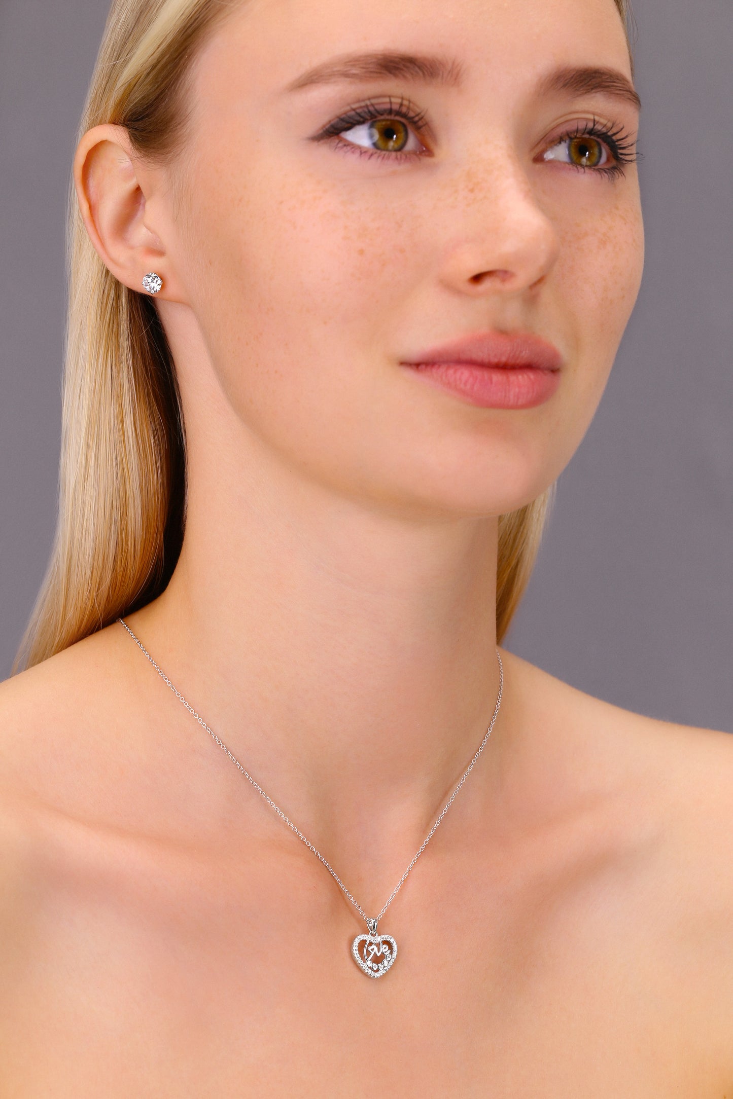 Sterling Silver Heart and Love Necklace