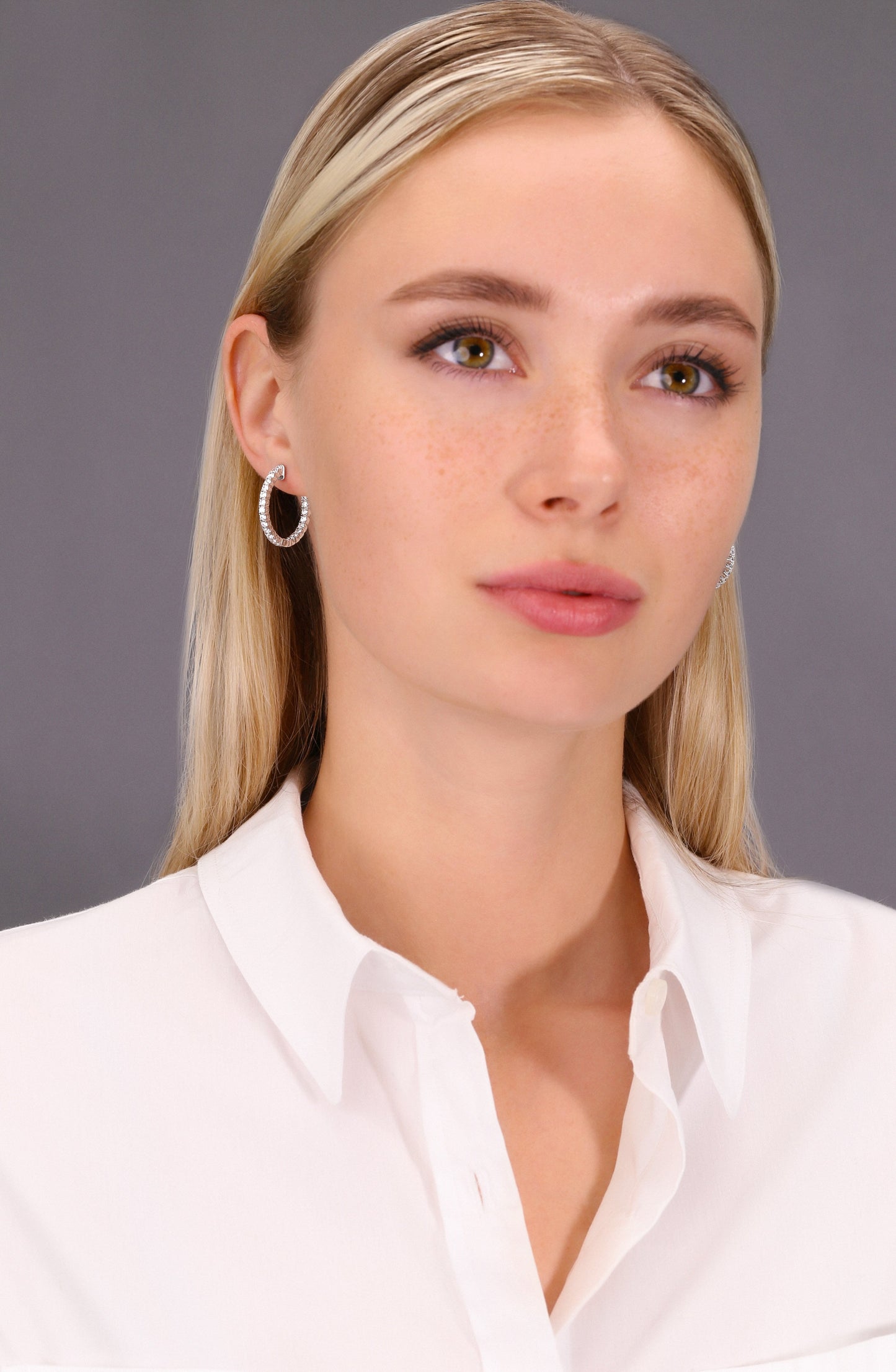 Sterling Silver Inside Outside Hoop Earrings, 3 Sizes