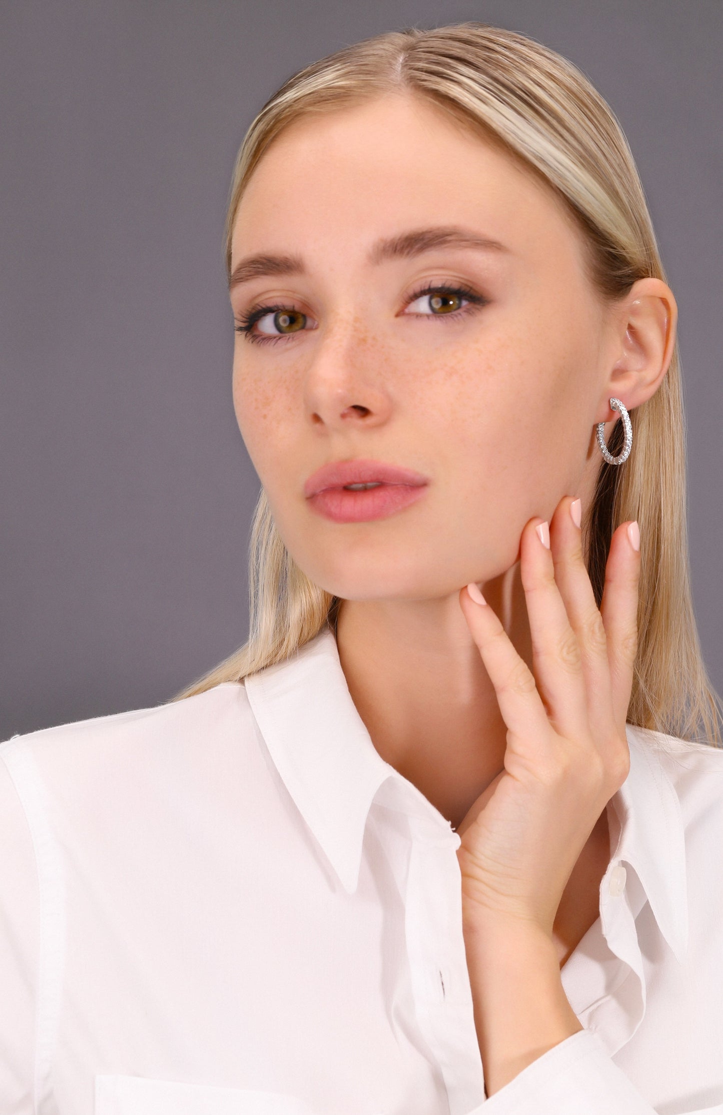 Sterling Silver Inside Outside Hoop Earrings, 3 Sizes