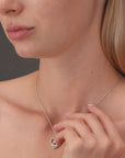 CZ Heart and Love Charm Necklace in Sterling Silver
