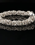 Handmade Byzantine Chain Bracelet with S-Hook Clasp, Matte, 8.5", Unisex in Sterling Silver