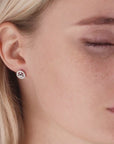 CZ Halo Crown Stud Earrings, Barbados in Sterling Silver