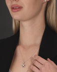 CZ Solitaire Bow Charm Necklace in Sterling Silver