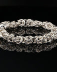 Byzantine Chain Bracelet, Chainmail Jewelry in , 8.75", Unisex in Sterling Silver