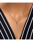 CZ Initial Charm Necklace, All Letters in Sterling Silver