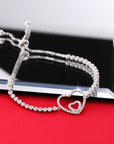 CZ Double Heart Adjustable Bracelet in