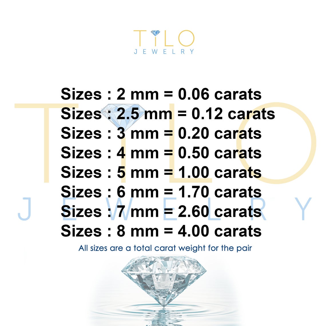 14k White Gold and Cubic Zirconia Stud Earrings, Silicone Pushback