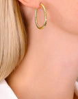 14k Yellow Gold Textured Hoop Earrings, The Alligator Collection