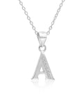 CZ Initial Charm Necklace, All Letters in Sterling Silver