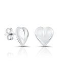 Plain Heart Stud Earrings in Sterling Silver