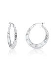 Bamboo Texture Round Hoop Earrings in Sterling Silver