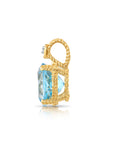 14k Yellow Gold Sky Blue Topaz Gemstone and Diamond Pendant