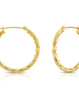 14k Yellow Gold Braided Round Hoop Earrings