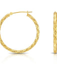 14k Yellow Gold Braided Round Hoop Earrings