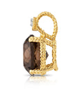 14k Yellow Gold Smoky Quartz Gemstone And Diamond Pendant Necklace