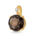14k Yellow Gold Smoky Quartz Gemstone And Diamond Pendant Necklace
