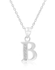 CZ Initial Charm Necklace, All Letters in Sterling Silver