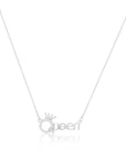 CZ QUEEN Word Necklace in Sterling Silver