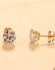 14k Yellow Gold Classic Solitaire Stud Earrings with Pushbacks