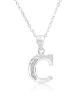 CZ Initial Charm Necklace, All Letters in Sterling Silver