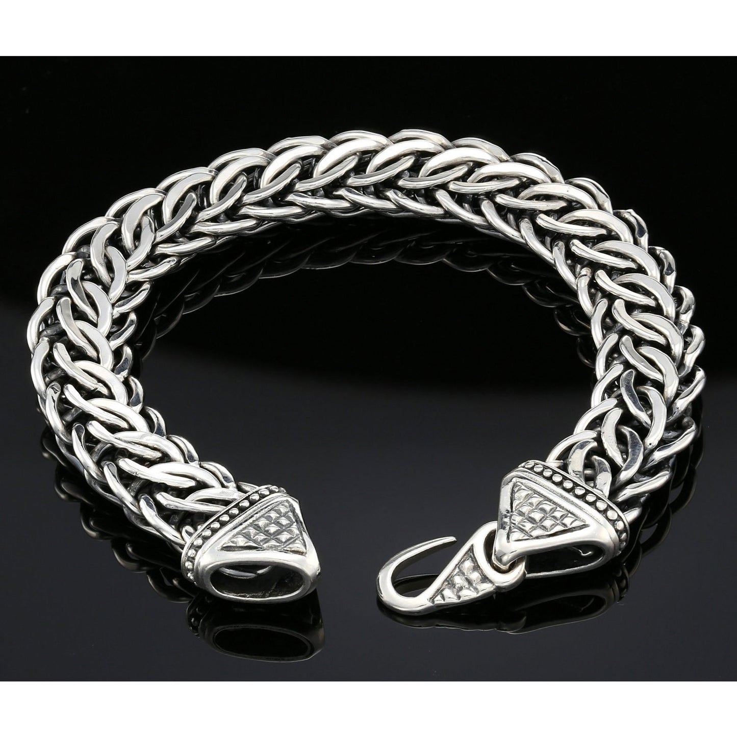 Sterling Silver Handmade Snake-Styled Byzantine Chain Bracelet. Unisex