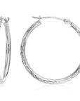 14k Gold X-Pattern Diamond-Cut Hoop Earrings, 1 Inch
