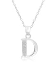 CZ Initial Charm Necklace, All Letters in Sterling Silver
