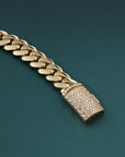 Solid 14K Yellow Gold Diamond Lock Bracelet