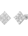 14k Gold Square CZ Stud Earrings
