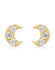 14k Gold Moon Crescent Stud Earrings