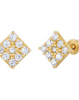 14k Gold Square CZ Stud Earrings