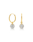 14k Yellow Gold Endless Hoops with Crystal Balls