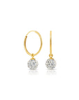14k Yellow Gold Endless Hoops with Crystal Balls