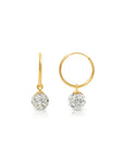 14k Yellow Gold Endless Hoops with Crystal Balls
