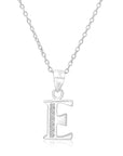 CZ Initial Charm Necklace, All Letters in Sterling Silver