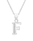 CZ Initial Charm Necklace, All Letters in Sterling Silver