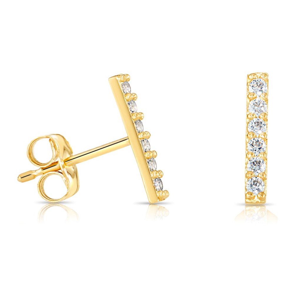 Yellow gold bar earrings hotsell