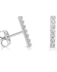 14k White Gold Bar Stud Earrings